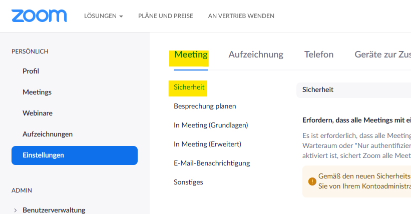 zoom 7 meeting sicherheit