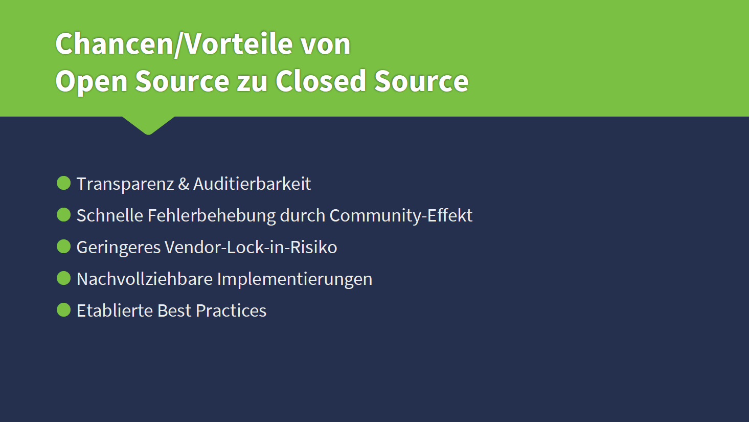 Chancen/Vorteile von Open Source zu Closed Source
