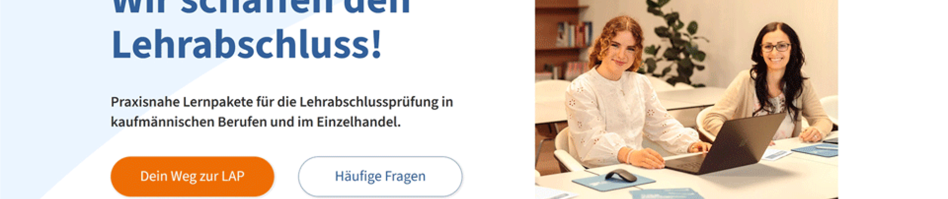 Screenshot der Startseite von lehrabschluss.at