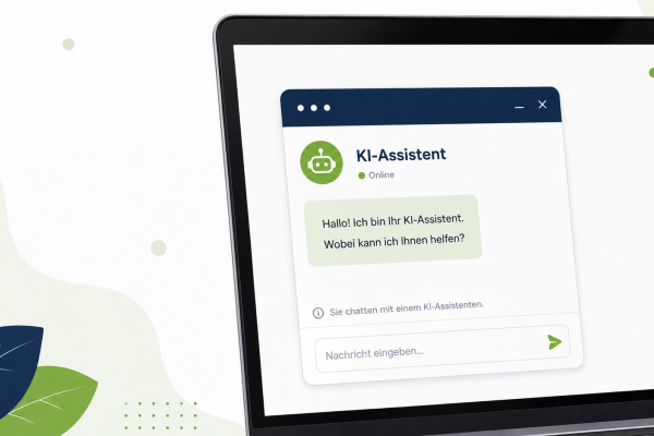 Website-Chatfenster mit sichtbarem Hinweis zur KI-Kennzeichnungspflicht
